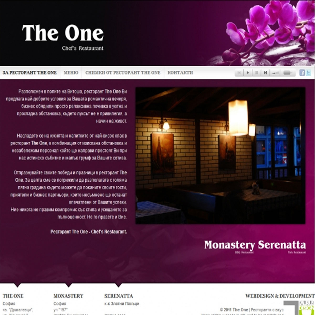 Интернет сайт на THE ONE
